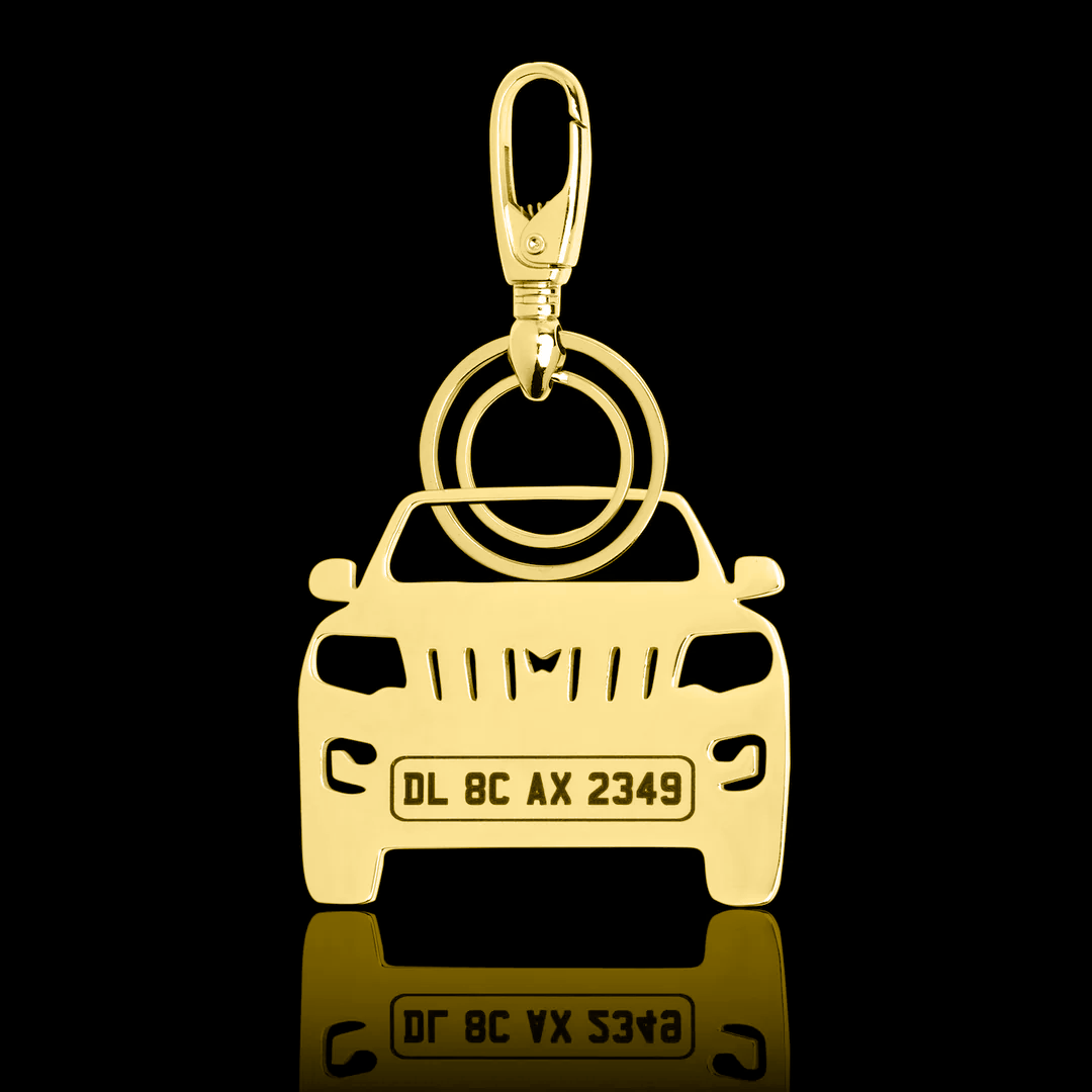 Personalised Gold Plated Car Keychain
